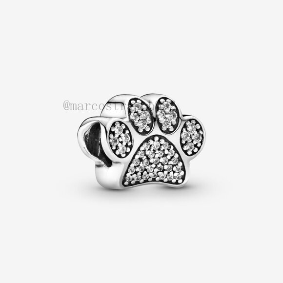 Pandora Dog Paw Print Charm with Clear - Picture 1 of 4